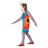 Bugs Bunny Space Jam 2 Child Costume, long sleeve top with printed tank top, pants with printed shorts and plastic mask.