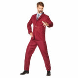 Burgundy Newsreader Suit, adult suit with jacket, pants and tie.