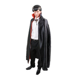 Cape Deluxe Black with Red Lining, quality satin mid calf length with stand up collar.