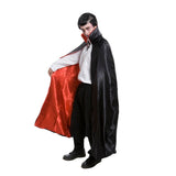 Cape Deluxe Black with Red Lining, quality satin mid calf length with stand up collar.