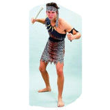 Caveman Mens costume leopard print with black trim, belt and headband.