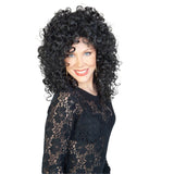 cher black wig, long curly 80's style.