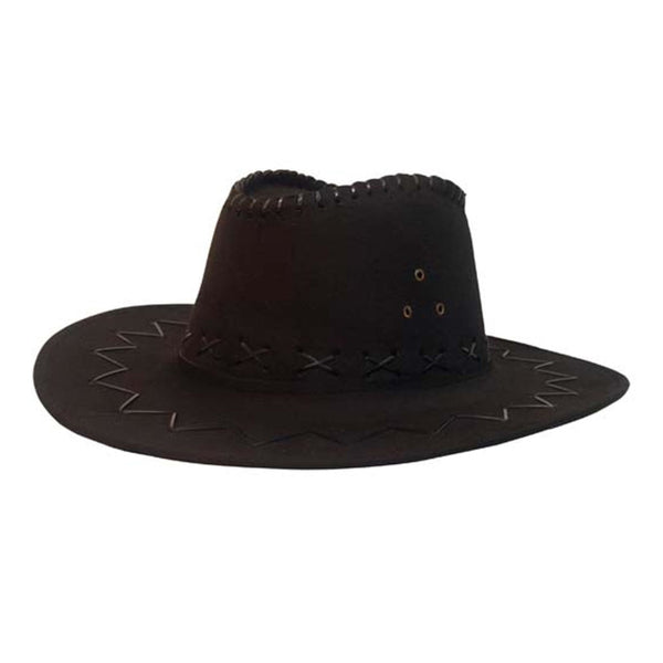 Cowboy Hat - Black - Dr Toms, adult size with adjustable chin strap.