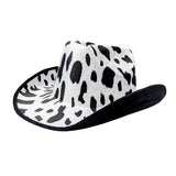 Cowboy Hat - Cowskin, black and white cow print, adult size, unisex.
