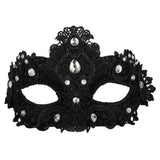 Crystal Lace Eye Mask - Asst Colors, black lace mask with clear diamantes.