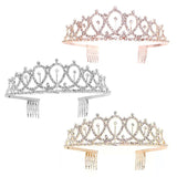 Crystal Rhinestone Tiara - 3 Asst Colours, lightweight, delicate in gold, silver and rose gold.