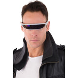 Cyclops silver sunglasses in wrap around style with dark lenses.