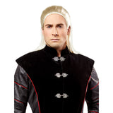 Daemon Targaryen Deluxe House of the Dragon Adult Costume, black tunic style coat leather look sleeves, faux button closures. two belts., 