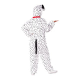 Dalmatian Furry Onesie Costume-Adult, spot jumpsuit with black tail, unisex.