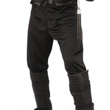 Dark Ninja Costume-Adult, pants with seperate shin guards.