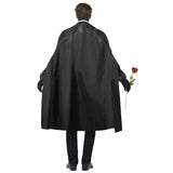 Dark Opera Masquerade Costume, mens cape, shirt, mask, gloves and faux rose.