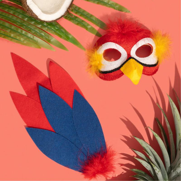 Deluxe Animal Set - Parrot, kids mask and clipon tail.