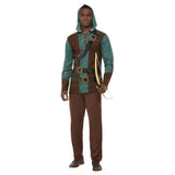 Deluxe Forest Archer Adult Costume in brown and green top and brown pants.