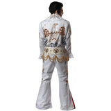 Deluxe King of Rock & Roll Costume with Rhinestones - Hire, heavily beaded jumpsuit with eagle on the back and belt.