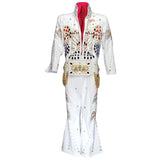 Deluxe King of Rock & Roll Costume with Rhinestones - Hire, jumpsuit and belt.