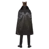 Devil Mens Costume - Red & Black shirt and knee length cape with horns.