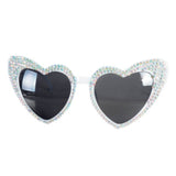 Diamante Heart Glasses-White