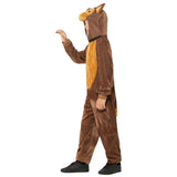 Dog Costume-Child, brown and tan hooded jumpsuit with tail.