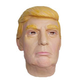 Donald Trump Deluxe Mask, latex mask with yellow hair and eyebrows.