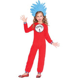 Dr Seuss Thing 1 or Thing 2 Jumpsuit Costume and headpiece.