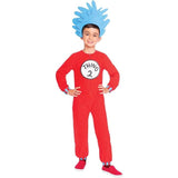 Dr Seuss Thing 1 or Thing 2 Jumpsuit Costume and headpiece.