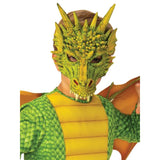 Dragon deluxe child costume with 3d latex mask featuring soft scales, horns and teeth.