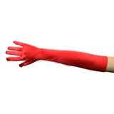 Elbow Length Gloves - Red, adult size, satin lycra finish.