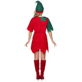 Elf Costume - Womens felt dress half red and green, bells around collar with hat.