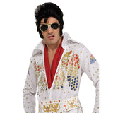 Elvis Deluxe Costume-Adult, jumpsuit with high collar and the look of heavy diamantes but in glitter.