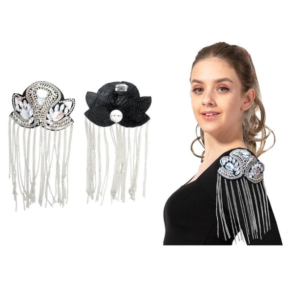 Embellishment Shoulder Accessories, diamantes with chain fringing.