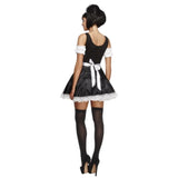 Fever Flirty French Maid Costume, seperate sleeves, ties at the back, lace at hemline, short dress.