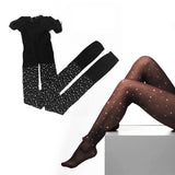 Fishnet Stockings with Crystals, black with clear crystals in different sizes.