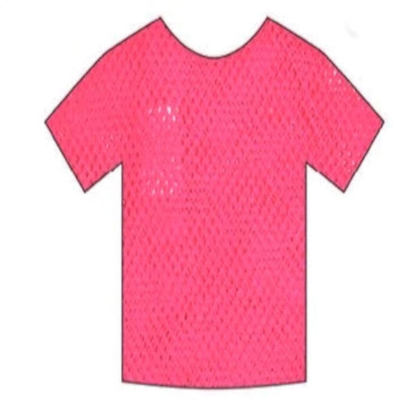 Fishnet Top Short Sleeve - Hot Pink, adult one size, unisex.