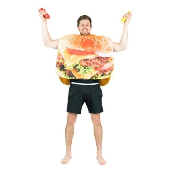 foam burger adult costume, unisex.