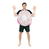 adult costume foam donut in pale pink with hundreds and thousands.