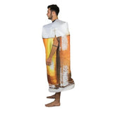 Foam Pint Novelty Adult Costume, comes below the knee on a male.