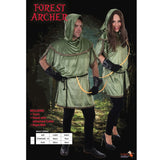 Forest Archer Unisex Tunic Costume, olive green velveteen fabric, tunic and seperate cape with hood, unisex.