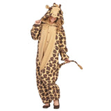 Funsie Giraffe Costume - Hire, jumpsuit with low crotch, snaps closed at the front with attached hood and tail. Suitable for men and women.