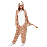 Giraffe Adult Costume - Brown, jumpsuit attached hood and tail. unisex.