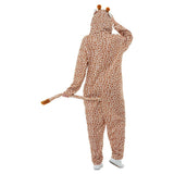 Giraffe Adult Costume - Brown, jumpsuit attached hood and tail. unisex.