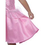 Glinda the good witch child costume, full skirt with pink glitter fabric and star print organza peplum.