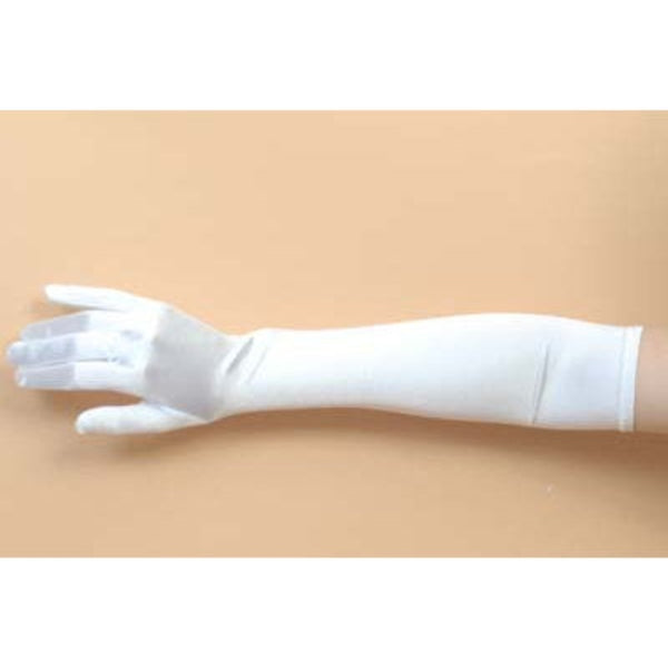 Gloves-White Satin Finish, ladies size, elbow length.