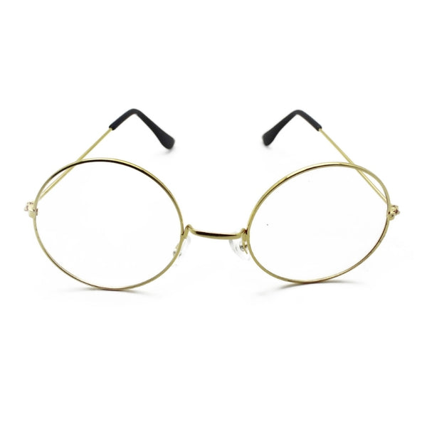 Gold Rim Clear Hippie/Santa Glasses