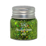 tag chunky glitter gel in green 20g.