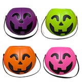 Halloween Pumpkin Buckets - Asst Colors, purple, green, orange, pink.