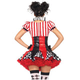 Harlequin Clown - Hire includes figure hugging dress, petticoat, neck frill and mini hat.