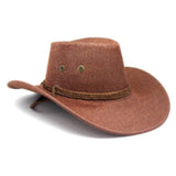 Hemp Material Cowboy Hat-Brown, with cord