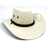 Hemp Material Cowboy Hat-Natural, cream with dark band, adult size.