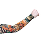 Hot Rod Tattoo Sleeve, perfect for men with pic of heart, girl in bikini and skull.