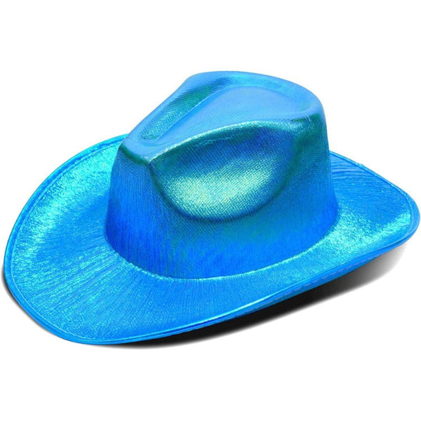 Blue Shimmer Cowboy Hat, adult size.